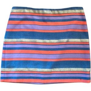 J. Crew Striped Gold + Purple + Coral Mini Skirt 2